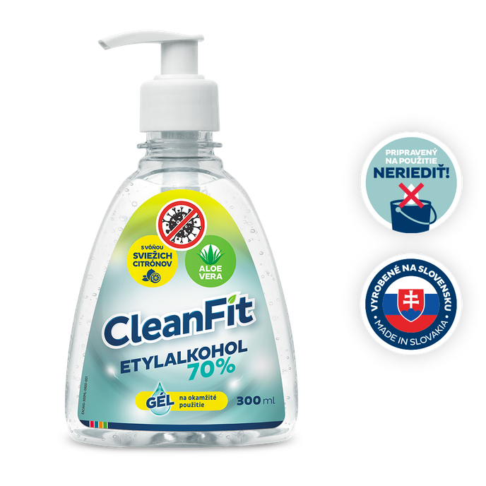 CleanFit Etylalkohol Citrus Dezinfekčný gél 300 ml
