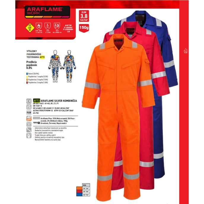 Portwest AF73 Araflame Silver Nehorľavá kombinéza