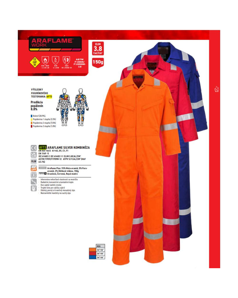 Portwest AF73 Araflame Silver Nehorľavá kombinéza