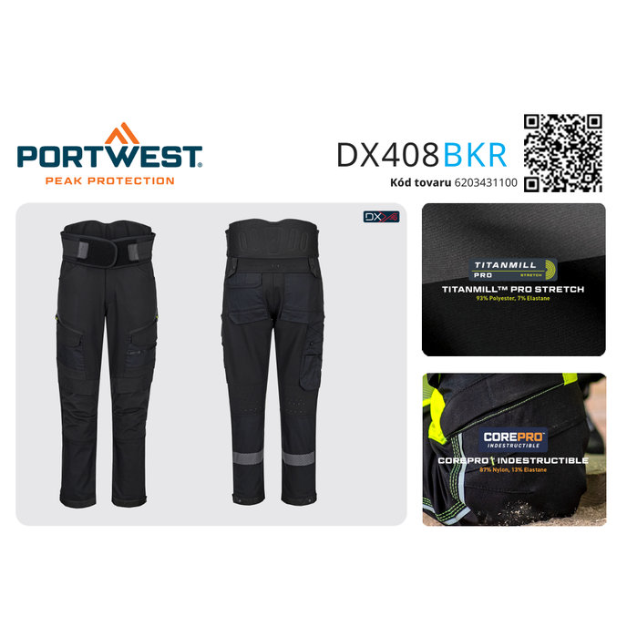Portwest DX408 DX4 Pracovné nohavice s podporou chrbta