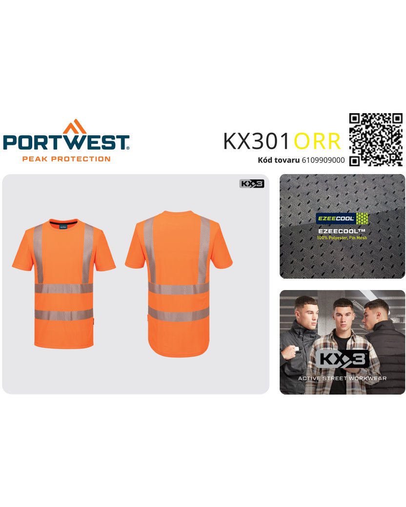 Portwest KX301 KX3 Hi-Vis Reflexné športové tričko