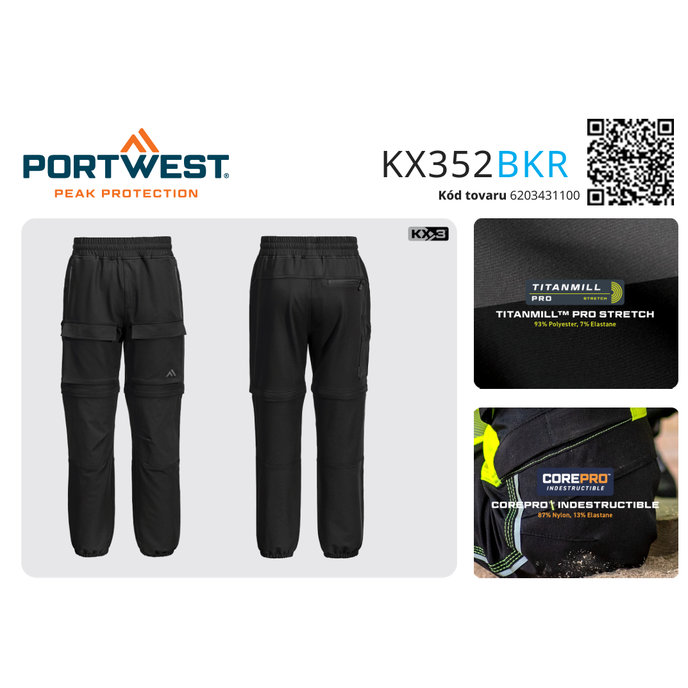 Portwest KX352 KX3 2v1 Pracovné nohavice