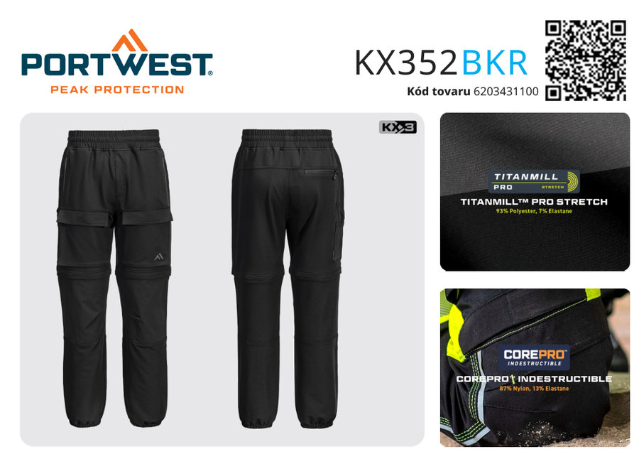 Portwest KX352 KX3 2v1 Pracovné nohavice