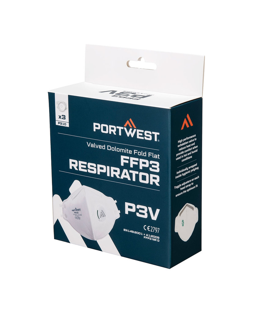 Portwest P310 Dolomit FFP3 Respirátor s ventilom 3 ks