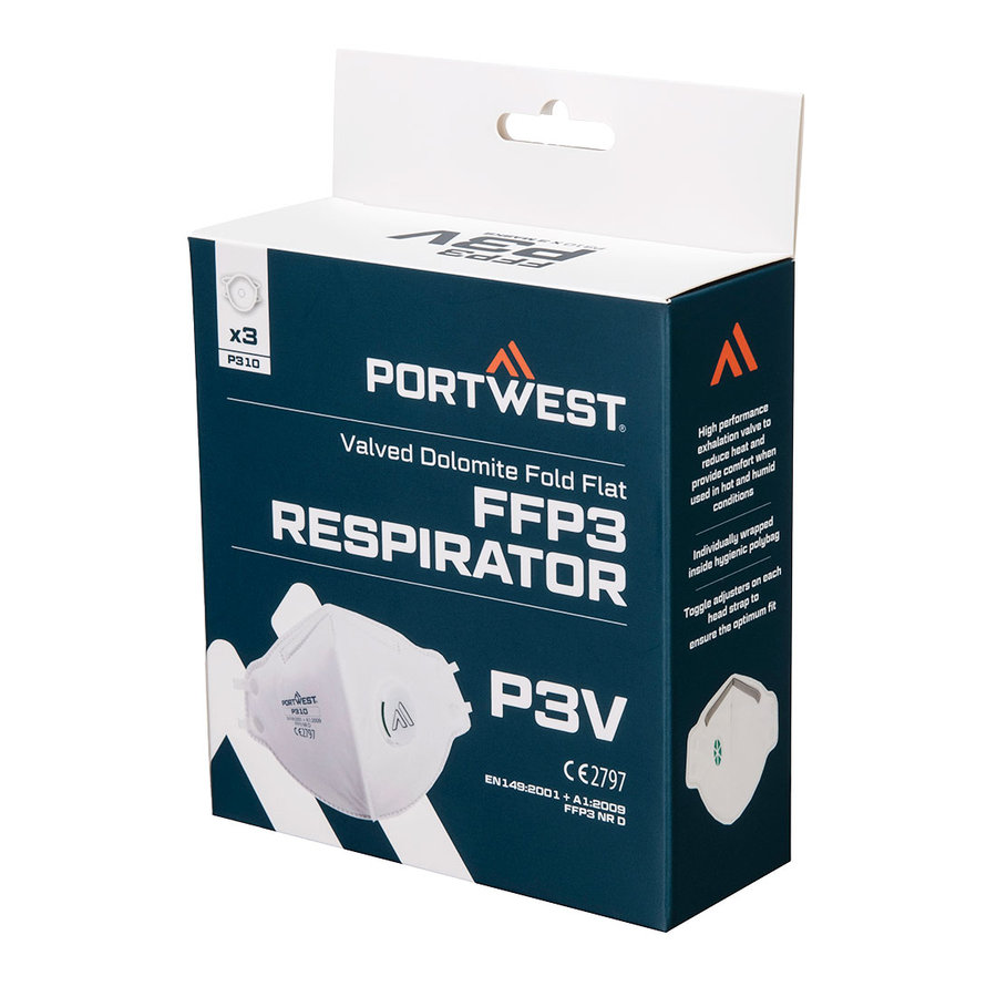 Portwest P310 Dolomit FFP3 Respirátor s ventilom 3 ks