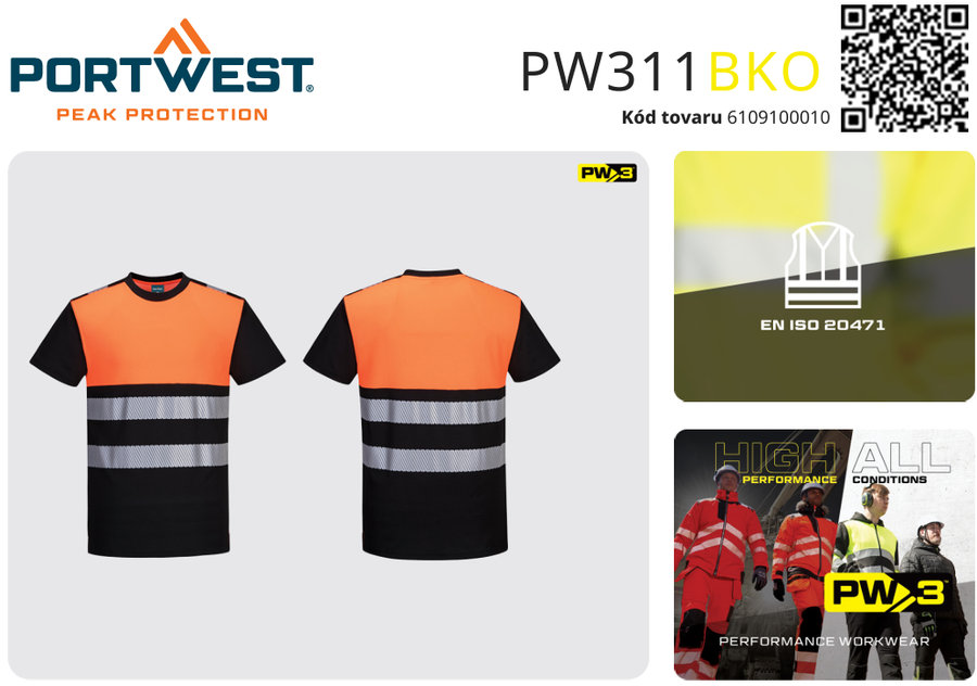 Portwest PW311 PW3 Hi-Vis Reflexné tričko