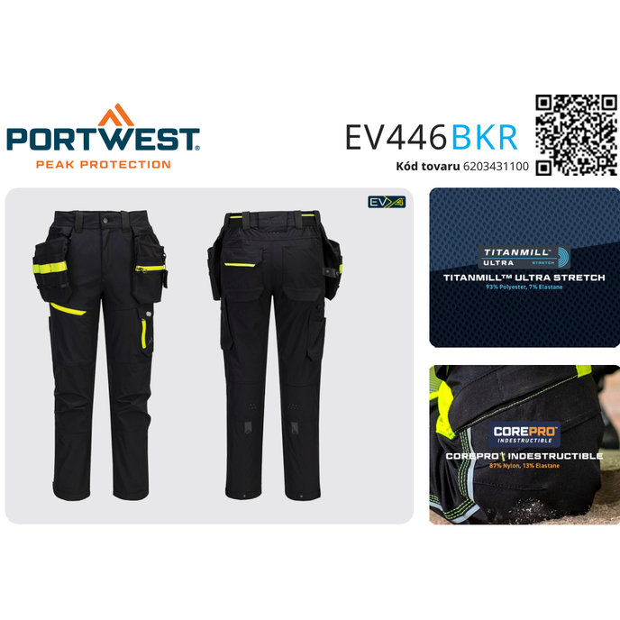 Portwest EV446 EV4 Ľahké pracovné strečové nohavice