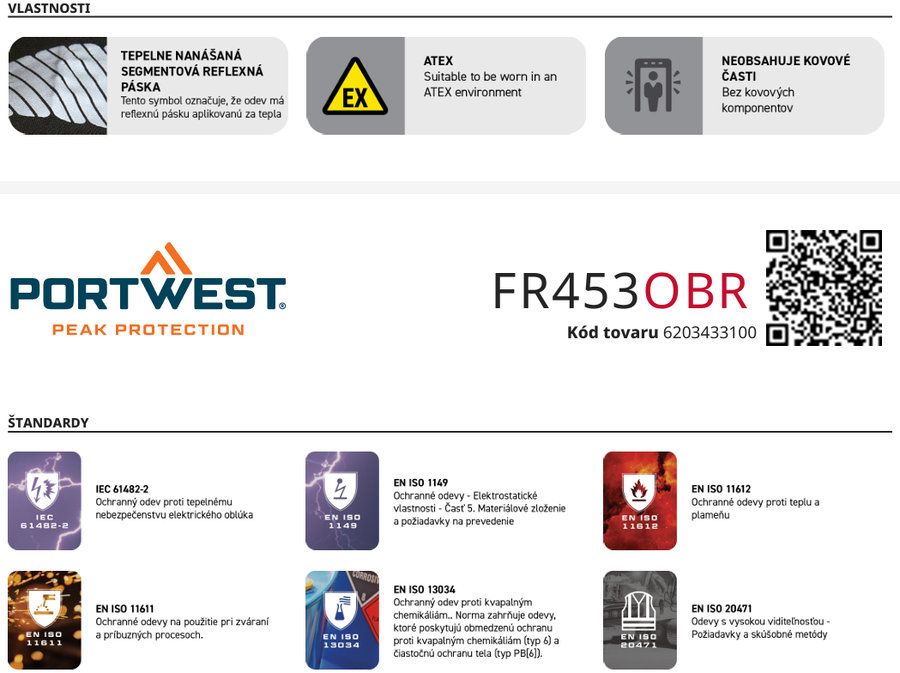 Portwest FR453 PW3 Modaflame Nehorľavé Hi-Vis multinorm nohavice na traky