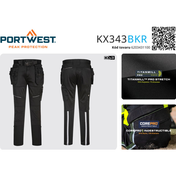 Portwest KX343 KX3 Pracovné jogger nohavice