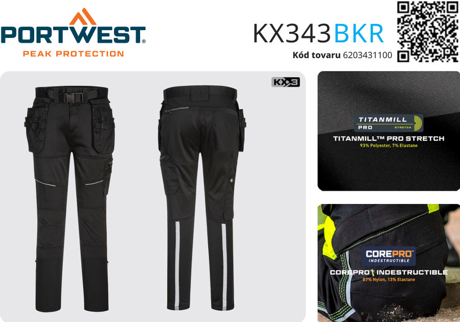 Portwest KX343 KX3 Pracovné jogger nohavice