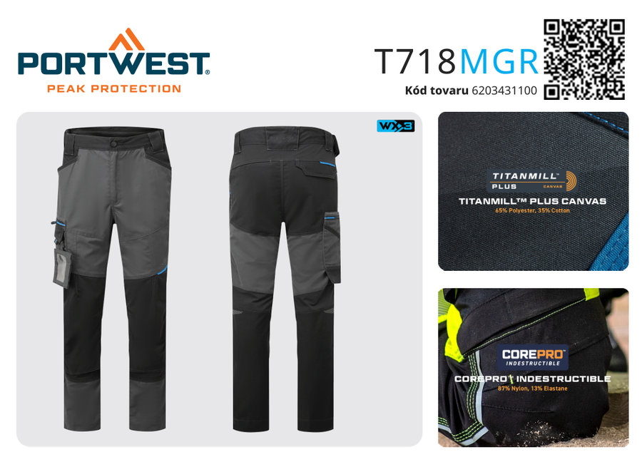 Portwest T718 WX3 Slim Pracovné nohavice