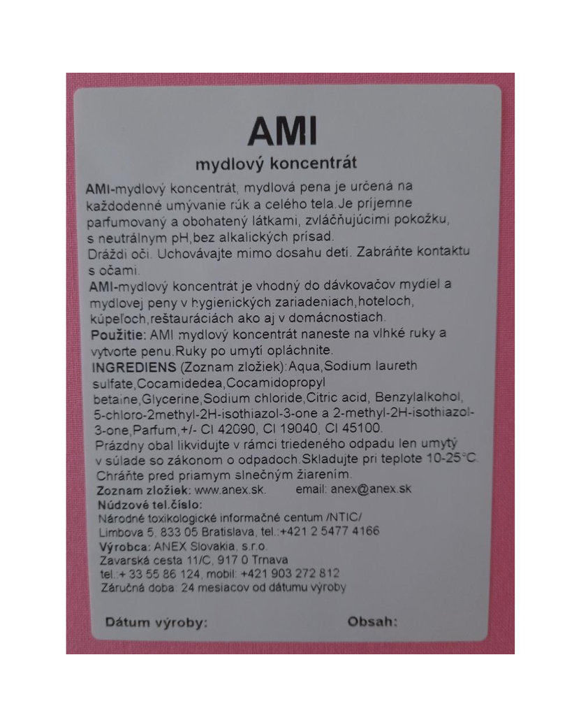 ANEX AMI Mydlová pena na čistenie rúk 1 kg