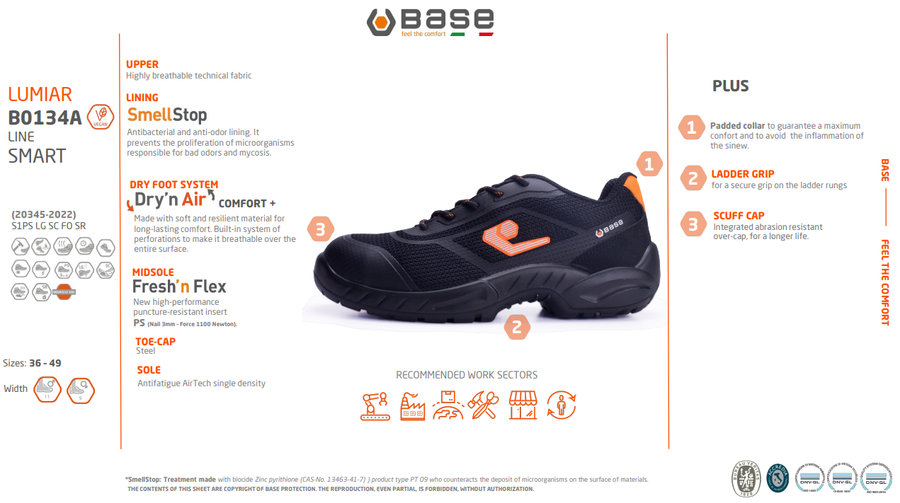 Base B0134A LUMIAR S1PS LG SC FO SR Bezpečnostná obuv