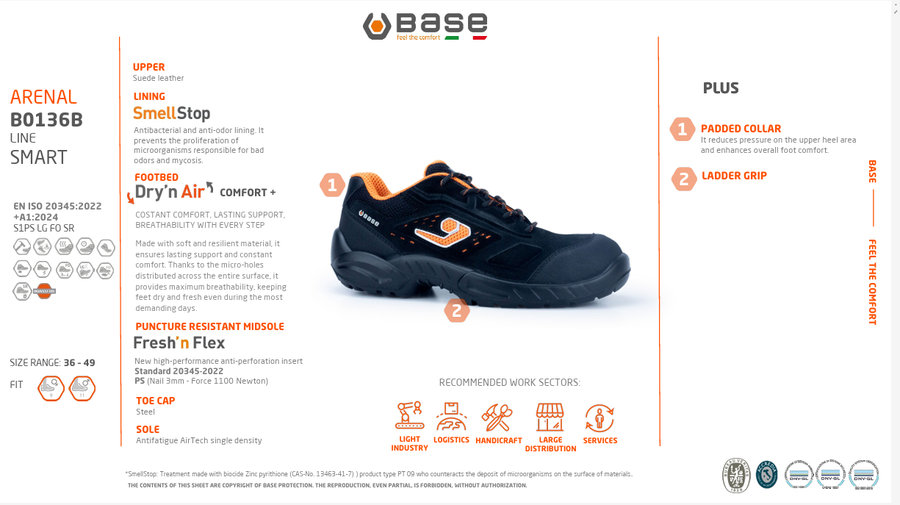 Base B0136B ARENAL S1PS LG FO SR Bezpečnostná obuv