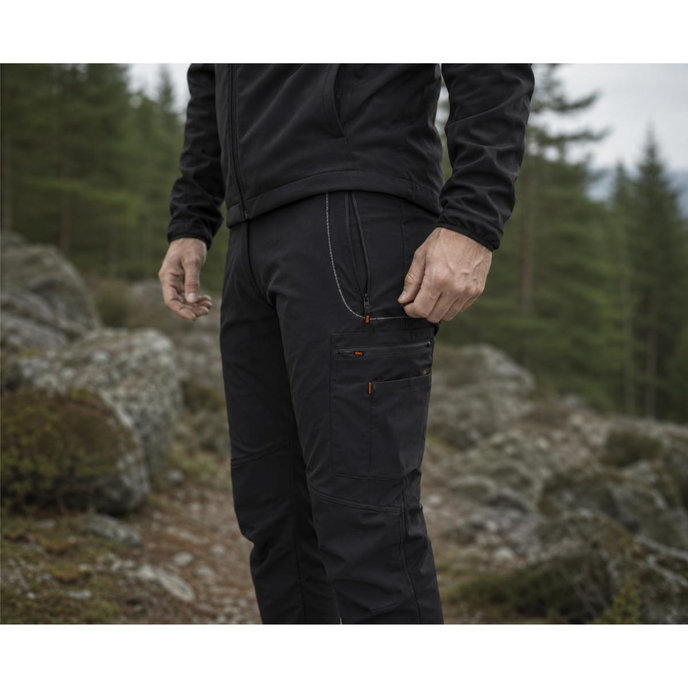 Bennon SOLON TROUSERS BLACK Softshellové nohavice