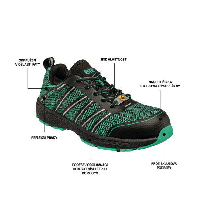 Bennon VECTRA S1 ESD NM Trq/black Low Bezpečnostná obuv