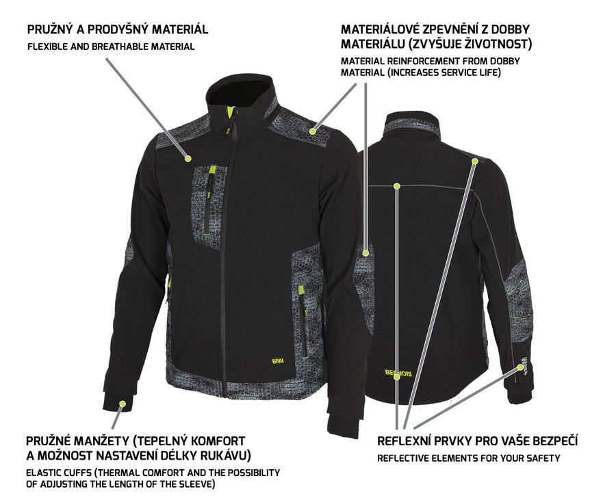 Bennon PREDATOR Jacket black/grey Pracovná blúza