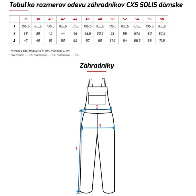 CXS SOLIS FLEX Dámske pracovné nohavice na traky