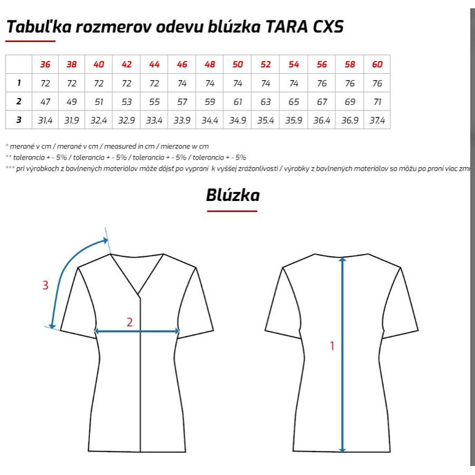 CXS TARA Dámska zdravotnícka blúzka
