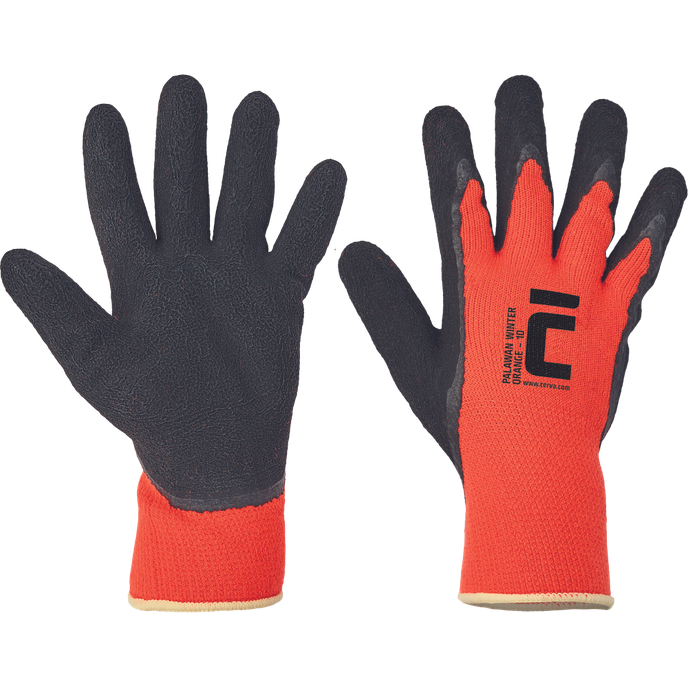 Cerva PALAWAN WINTER HV ORANGE Zateplené reflexné pracovné rukavice s blistrom