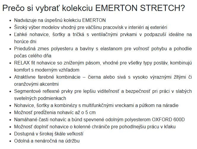 Cerva EMERTON STRETCH Pracovná bunda