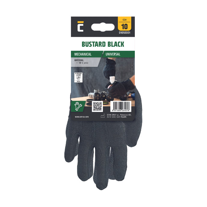 Cerva BUSTARD BLACK Pracovné rukavice 12 párov