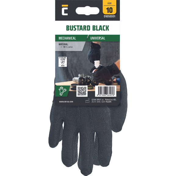 Cerva BUSTARD BLACK Pracovné rukavice 12 párov