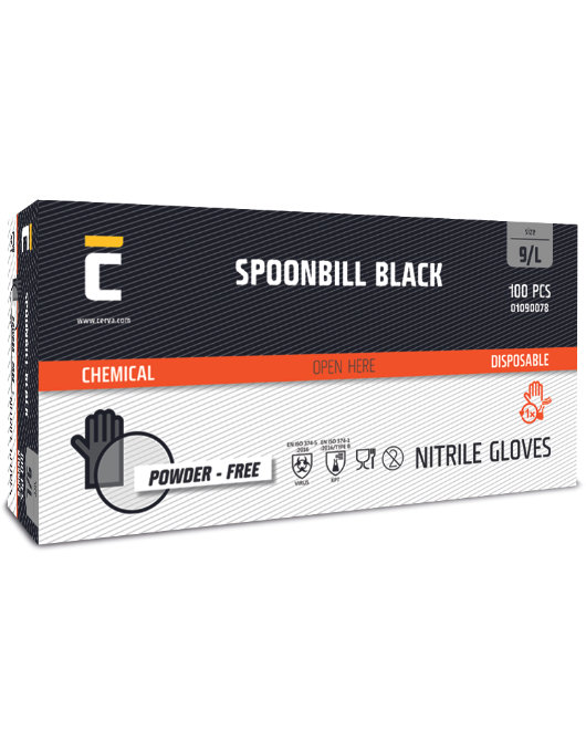 Cerva SPOONBILL BLACK Jednorazové rukavice 100 ks