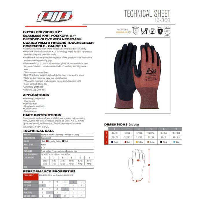 G-Tek PolyKor X7 16-368-EN Protiporezné rukavice