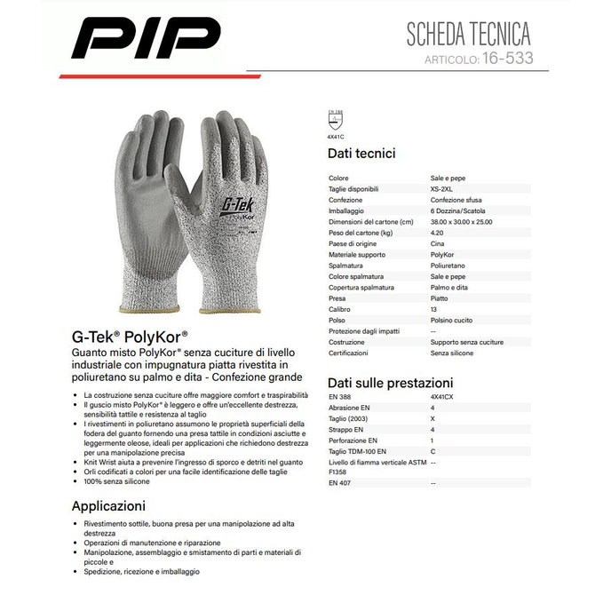 G-Tek PolyKor 16-533-EN Protiporezné rukavice