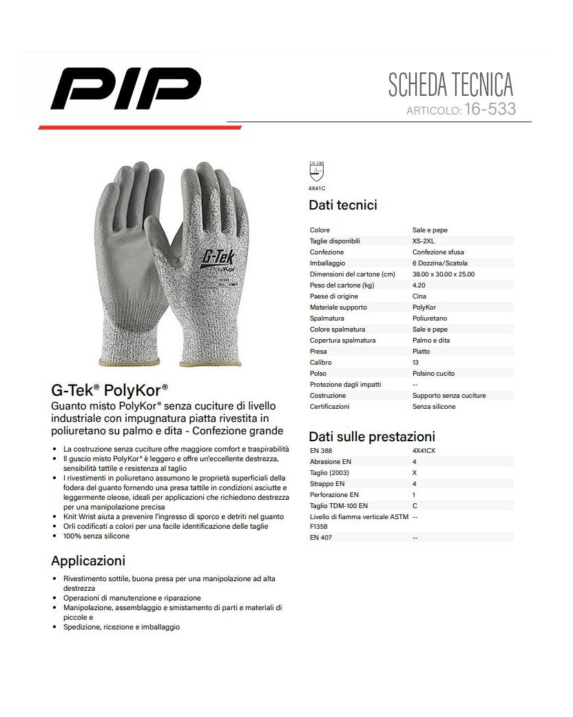 G-Tek PolyKor 16-533-EN Protiporezné rukavice