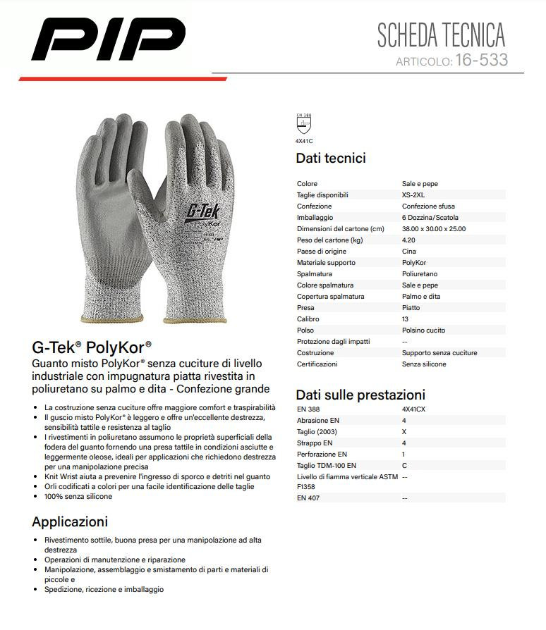 G-Tek PolyKor 16-533-EN Protiporezné rukavice