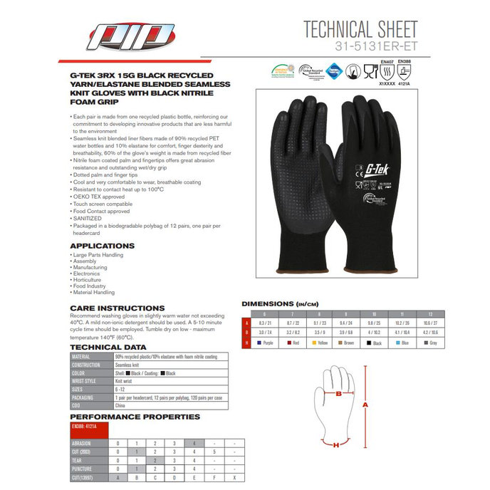 G-Tek 3RX 31-5131R-ET Pracovné rukavice s terčíkmi