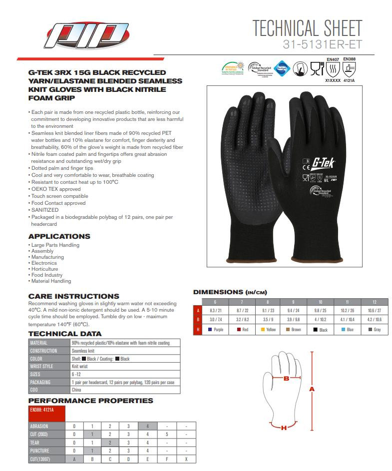 G-Tek 3RX 31-5131R-ET Pracovné rukavice s terčíkmi