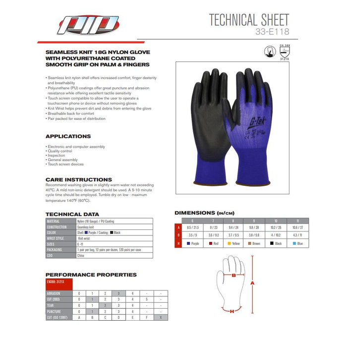 G-Tek 33-E118 Pracovné rukavice