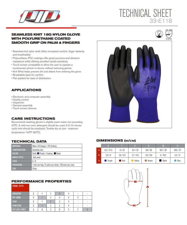 G-Tek 33-E118 Pracovné rukavice