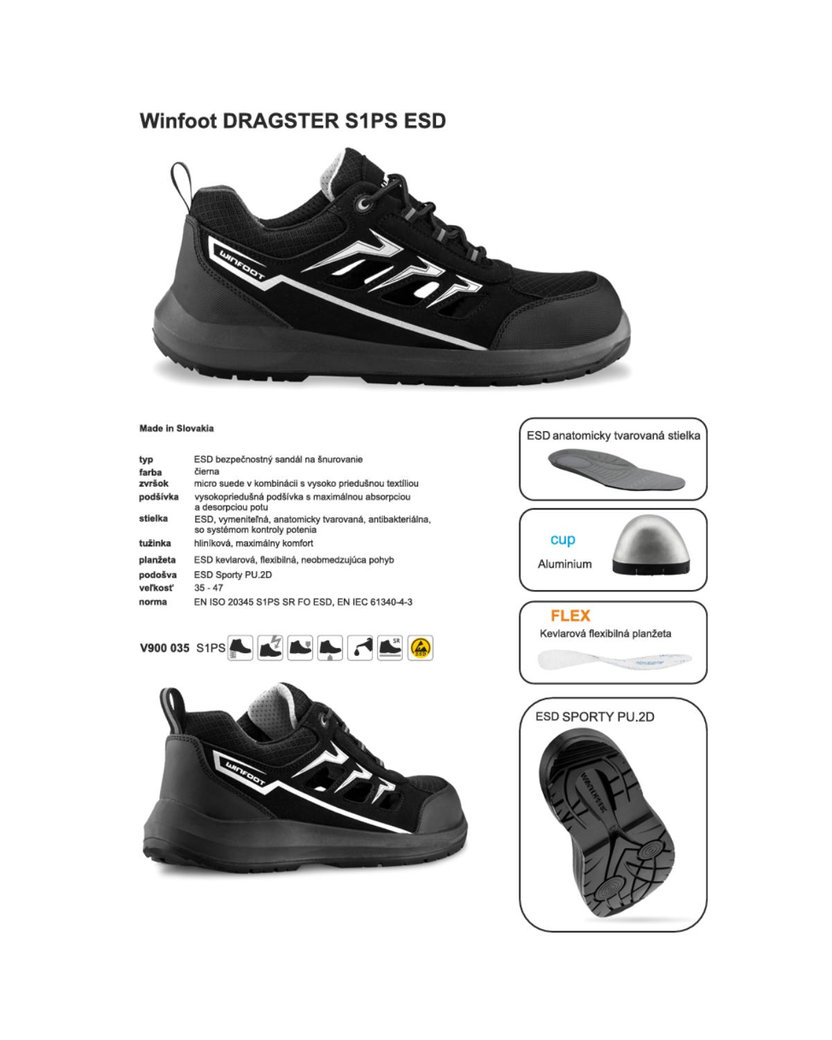 Wintoperk Winfoot DRAGSTER S1P ESD Bezpečnostné sandále