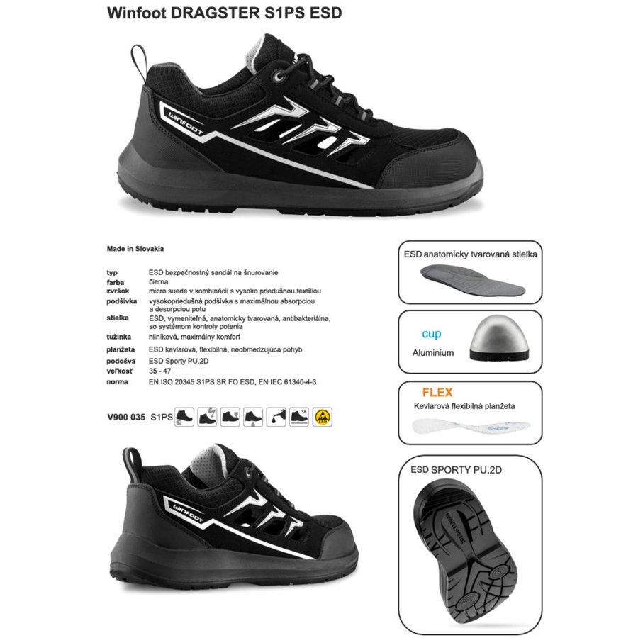 Wintoperk Winfoot DRAGSTER S1P ESD Bezpečnostné sandále