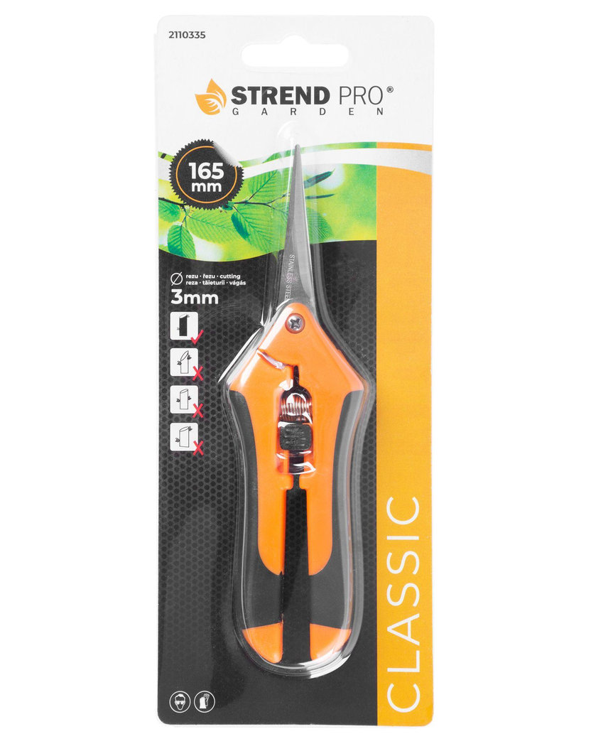 Strend Pro Nožnice ručné, záhradné, zastrihávacie na kvety, rastliny a konáre, oranžové