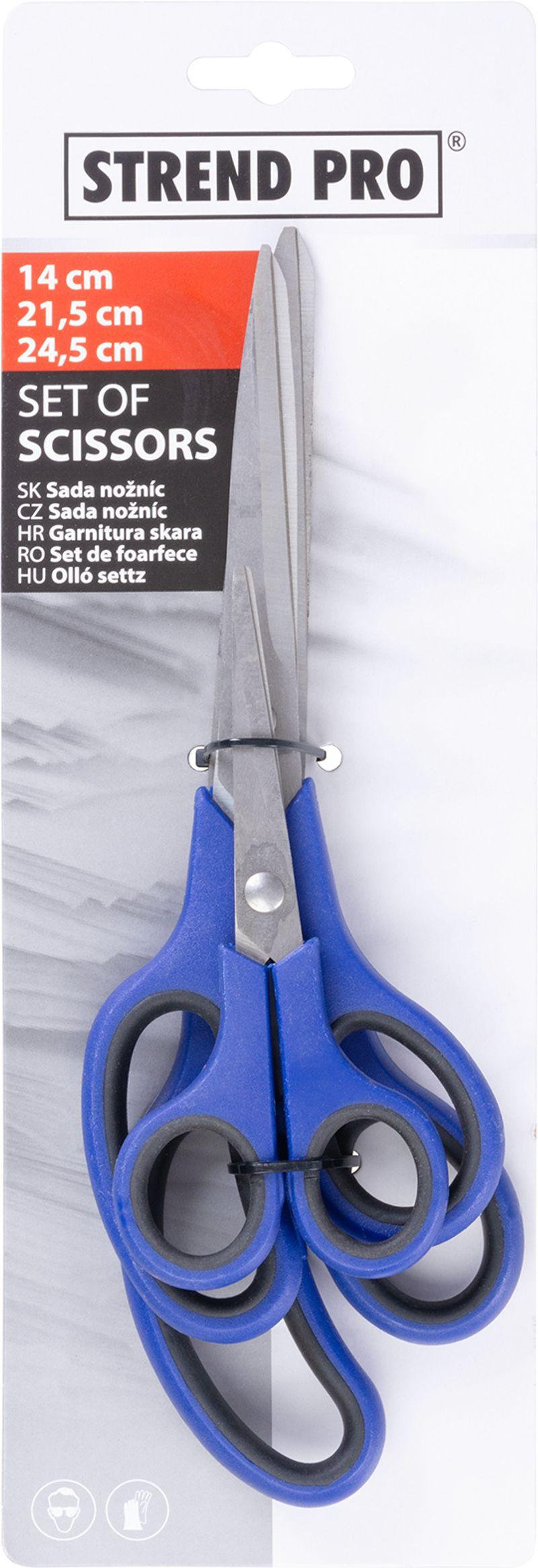 Strend Pro Sada sada kancelárskych nožníc HT6156, 140-215-245 mm, 3 ks