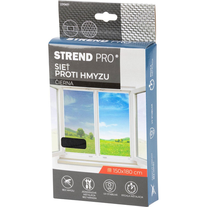 Strend Pro Sieť proti hmyzu a komárom na okno, FlyScreen2 150x180 cm, čierna PE