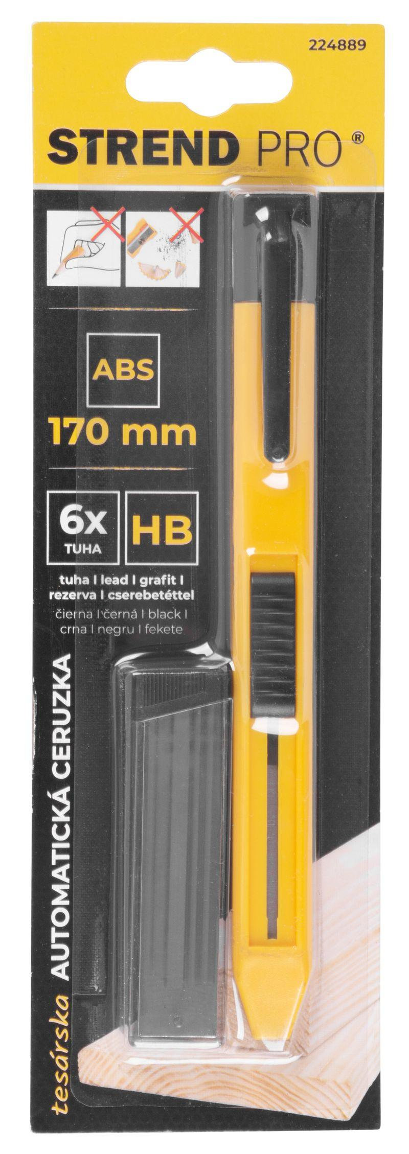 Strend Pro Ceruzka vysúvacia, so sponou, značkovač 170 mm, so 6 tuhami