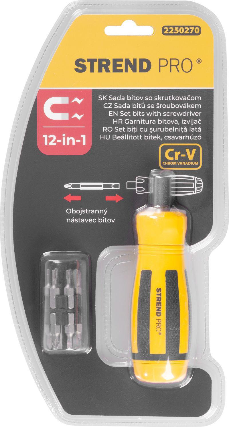 Strend Pro Sada bitov SDX33-112, 13 dielna, s račňovým skrutkovačom