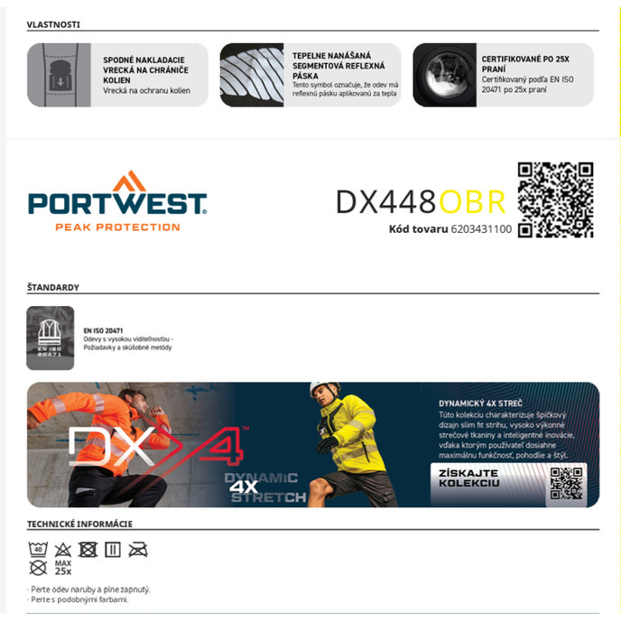 Portwest DX448 DX4 Hi-Vis Nepremokavé nohavice do dažďa