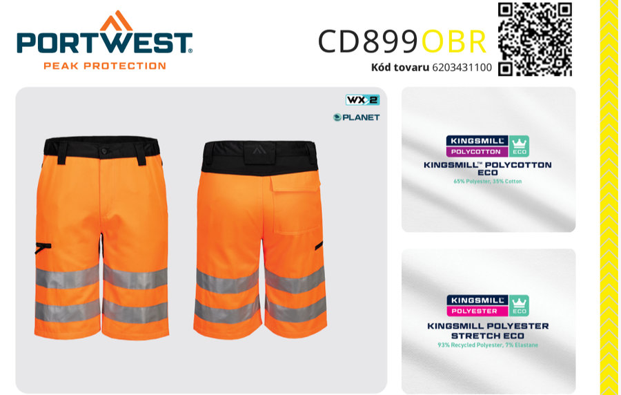 Portwest CD899 WX2 Eco Hi-Vis Reflexné kraťasy