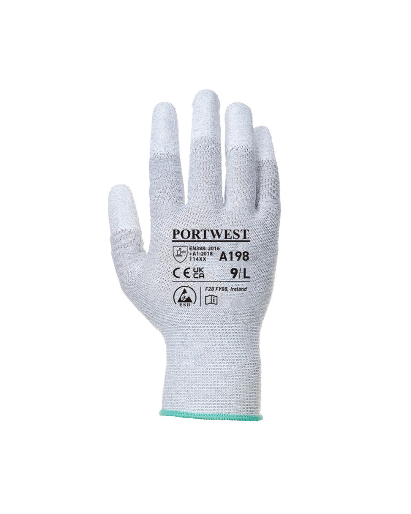 Portwest A198 PU Fingertip ESD Antistatické rukavice 12 párov