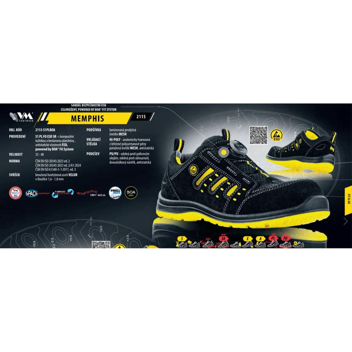 VM Footwear MEMPHIS S1PL ESD BOA Bezpečnostné sandále