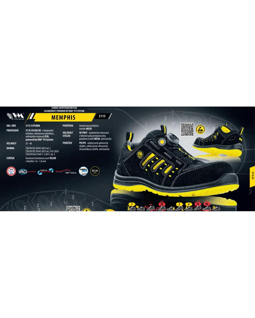 VM Footwear MEMPHIS S1PL ESD BOA Bezpečnostné sandále