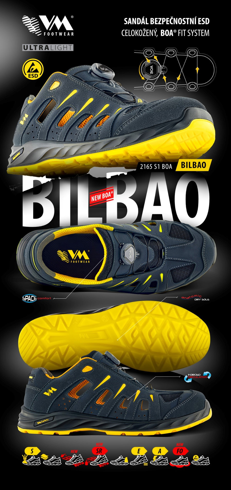 VM Footwear BILBAO S1 ESD BOA Bezpečnostné sandále
