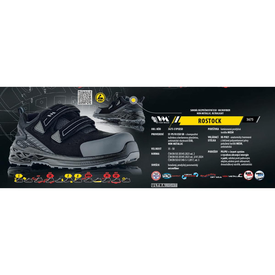 VM Footwear ROSTOCK S1PS ESD Bezpečnostné sandále